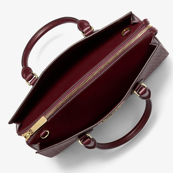 Michael Kors Sheila Medium Signature Logo and Metallic Satchel Crossbody Center - Picture 8 of 16